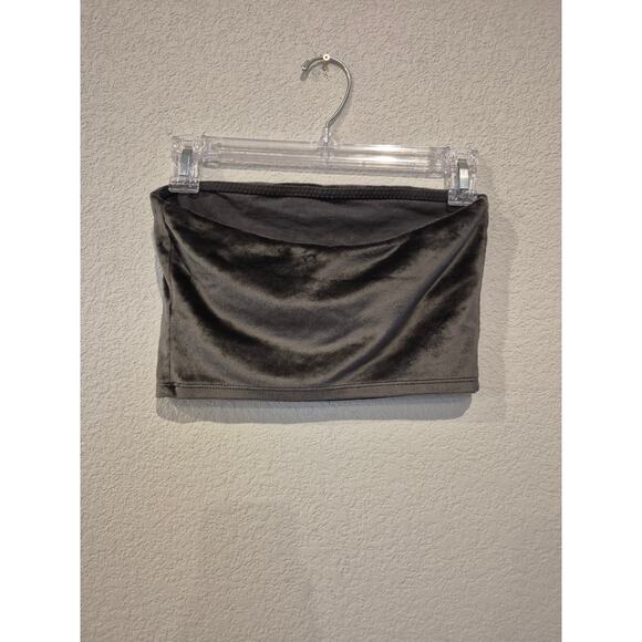 Women's Size Small Velvet Strapless Tube Top Gray - Picture 2 of 3